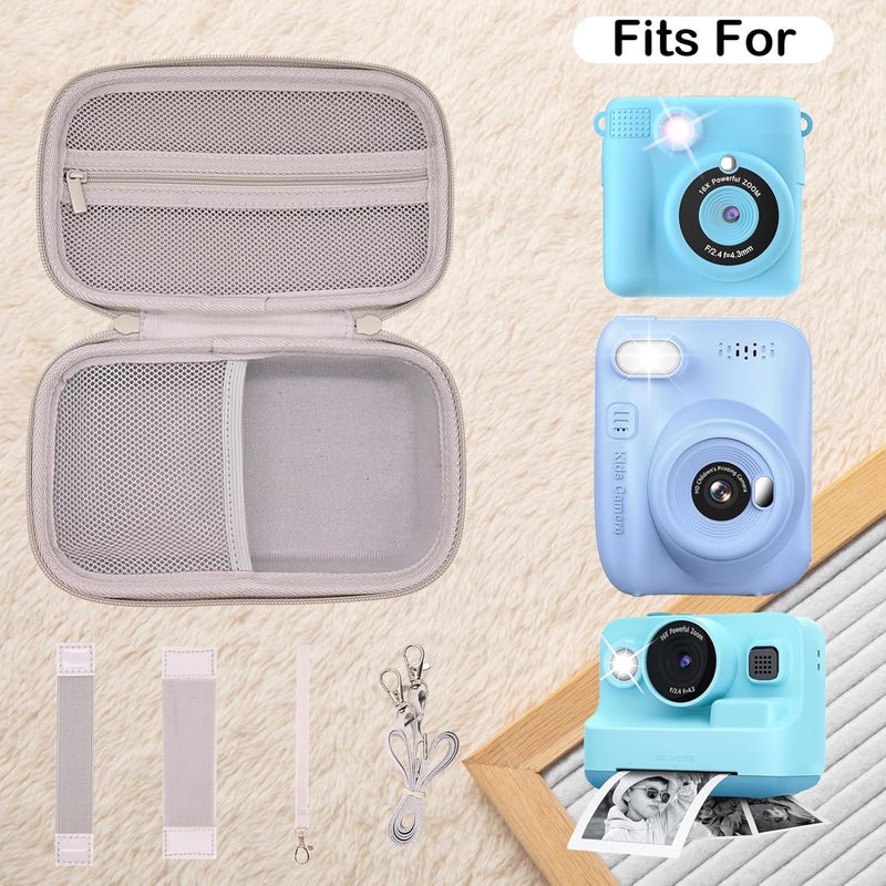 PLEAVEE Instant Print Film Camera Case for Kid Cameras & Digital Video Camera, Hard Storage Holder Organizer Bag Compatible with ESOXOFFORE/Dylanto/Anchioo/MINIBEAR and More (White) - Image 3